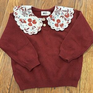 NWOT kids boutique embroidered collar knit sweater floral spring toddler